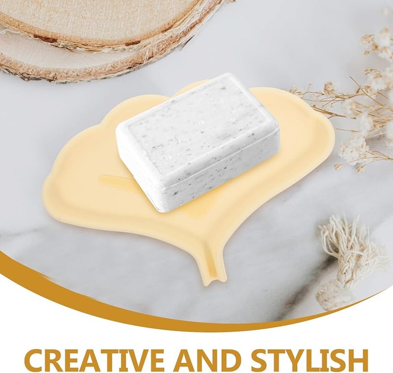 Ginkgo Leaf Silicone Soap Holder Non Slip Draining Soap Dish for Bathroom Kitchen - Image 5